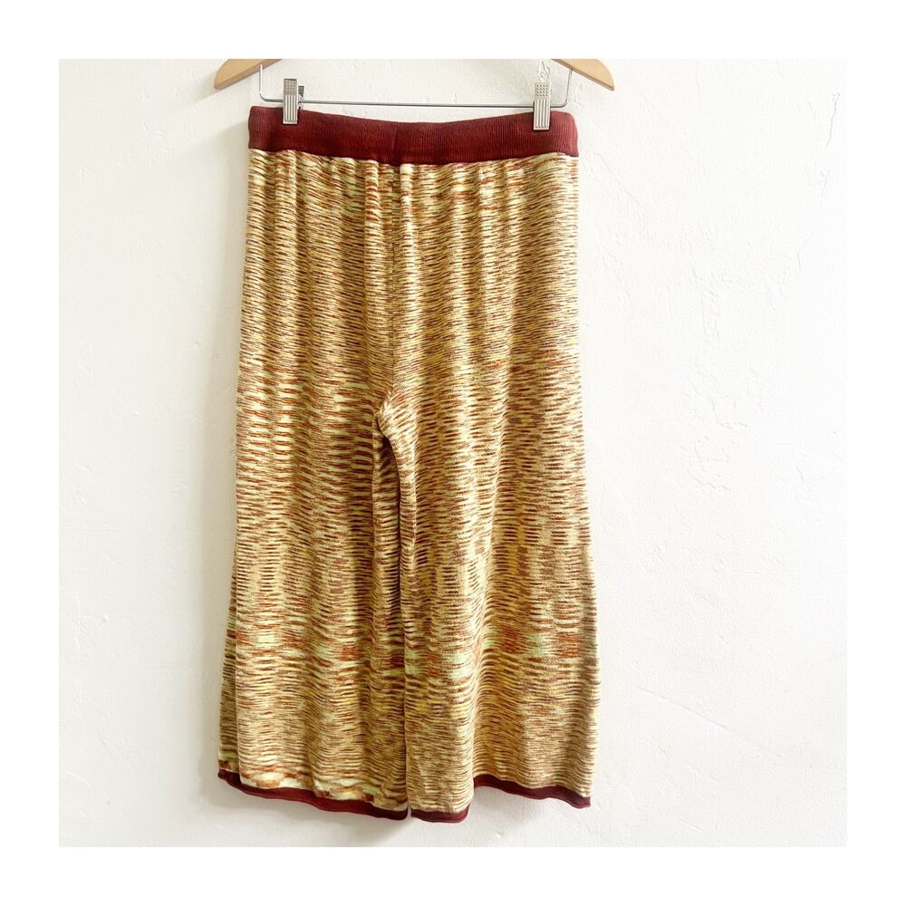 Urban Outfitters Cropped Pants Women L Mustard Spacedye Knit Wide Leg Drawstring - Picture 2 of 10